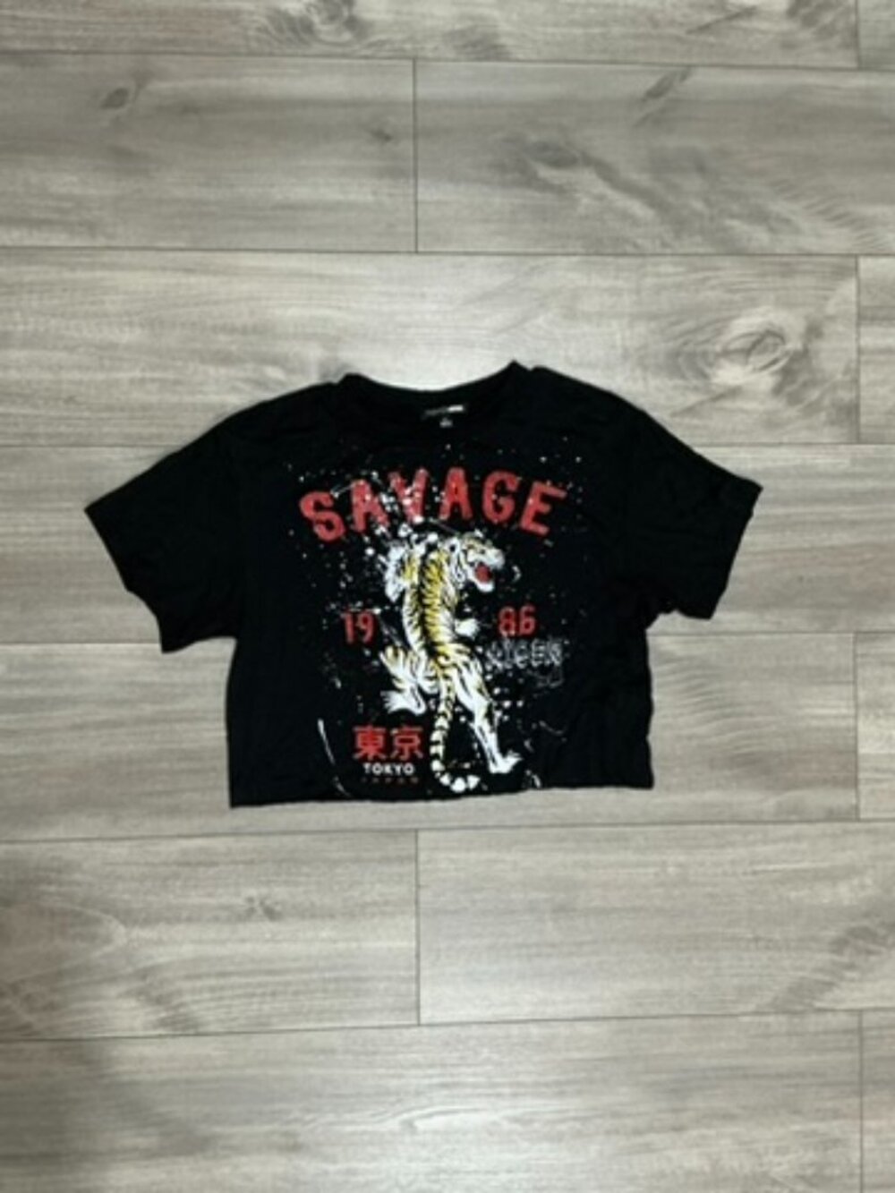 Fashion Nova Savage Tokyo Tiger Graphic Crop Tee Small